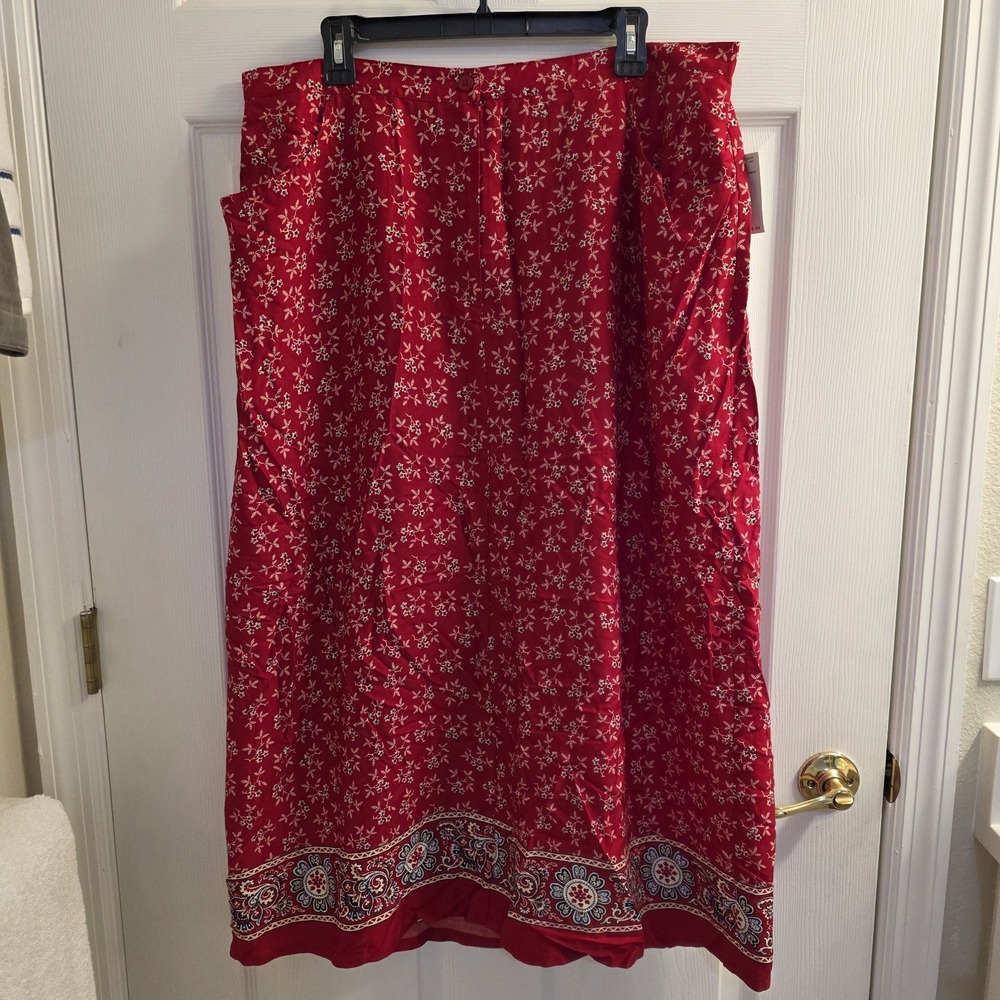 VTG Crazy Horse Liz Claiborne Red Size 20W Midi Skirt Prairie Equestrian Western
